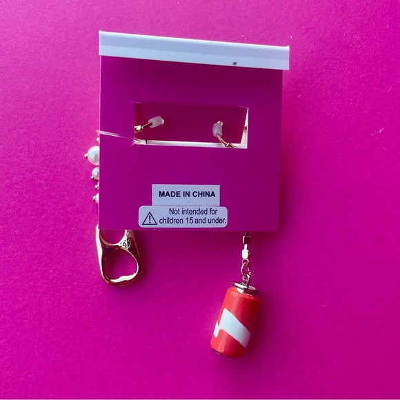 NWT Betsey Johnson Soda Pop Can & Pull Tab Pearl Bubbles Earrings - Picture 3 of 7